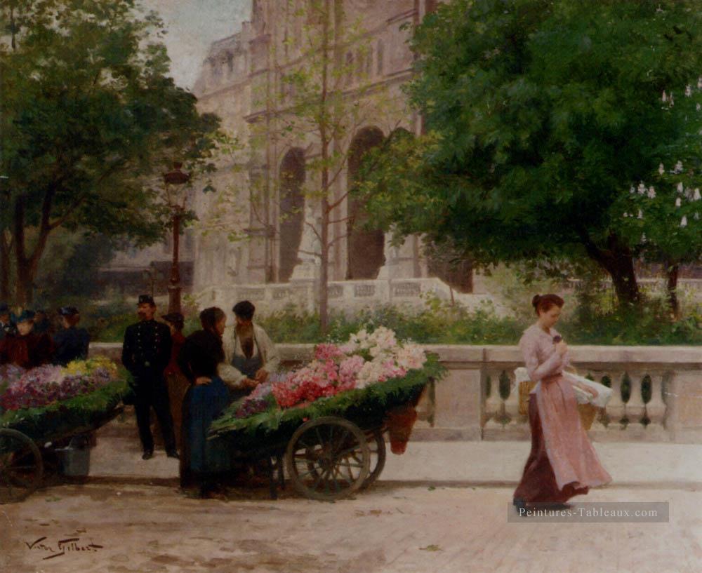 Genre La Place De La Trinité Victor Gabriel Gilbert Peintures à l'huile